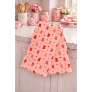 New Set 2 Valentines Day Love Pink red Gummy Bears Hearts Kitchen Towels